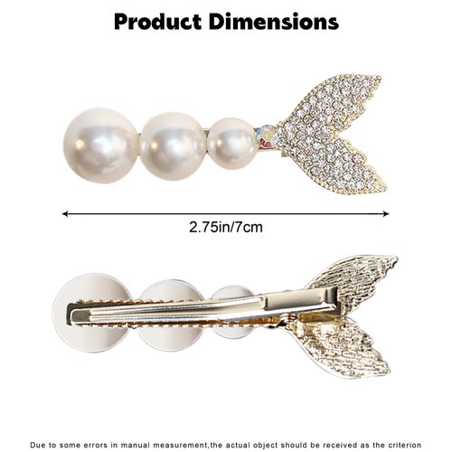 2-Pack Pearl Fish Tail Hair Clips for Women and Girls Elegant Alloy Hairpins with Pearls Bobby Pins Pearl Bridal Bobby Pins Decorative Accessories White Hairpins Pearl Bobby Pins For Women'S Hair