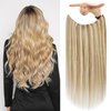 Tinashe Wire Hair Extensions Real Human Hair Straight Hair Extensions 20inch 90g Light Blonde Highlighted Golden Blonde Invisible Wire Fish Line Hair Extensions Straight Human Hair Extensions
