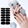 SILPECWEE 16 Sheets Dark Nail Wraps Solid Color Nail Polish Stickers for Women Self Adhesive Nail Polish Strips Gel Nail Strips Fingernail Sticker Nails for Women with 1pc Nail File