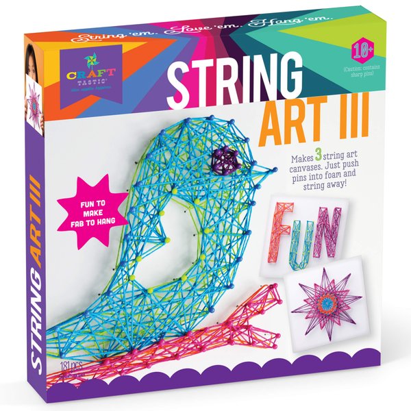 Craft-tastic DIY String Art – Craft Kit for Kids – Everything Included For 3 Fun Arts & Crafts Projects – Bird Series