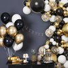 RUBFAC 80Pcs 12 Inches, Black and Gold Confetti Balloons Kit Party Balloons with Ribbons for Birthday, Wedding, Baby Shower, Graduation, Eucalyptus Party Decorations