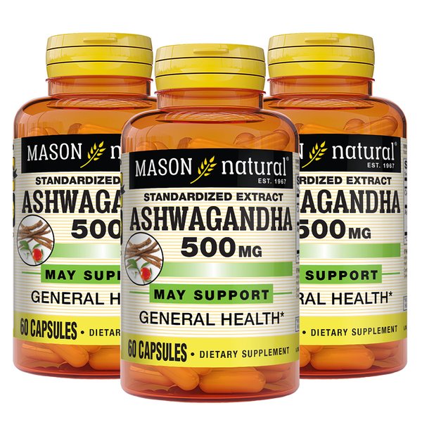 MASON NATURAL, Ashwagandha 500 mg, Adaptogens for Men and Women, Herbal Supplement, 180 Day Supply
