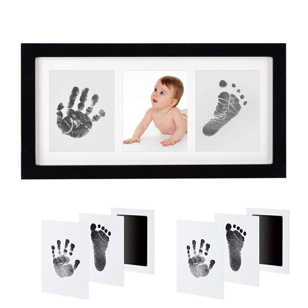 Baby Ink Hand and Footprint Kit, Newborn Handprint Photo Frame Kit with 2 Clean-Touch Ink Pad, Gender-Neutral Baby Keepsake, Baby Foot and Hand Mold Kit, Baby Nursery Décor for New and Expecting