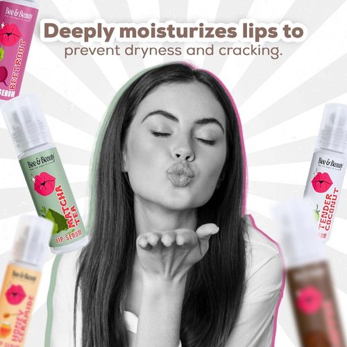 Bee & Beauty Moisturizing Lip Serum Roll On Combo - 5ml Each With Natural Flavours Nourishes, Hydrates And Gently Exfoliates For Men And Women Natural Pink Lip Roll On For Daily Lip Care