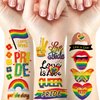 Rainbow Temporary Tattoos Pride Day Fake Tattoos Adult Women Rainbow Flags Hearts Lips Stars Ribbons Gold Edge Tattoo Kit Gay LGBTQ Pride Day Parade Party Makeup Body Face Decor Supplies 4 Sheets