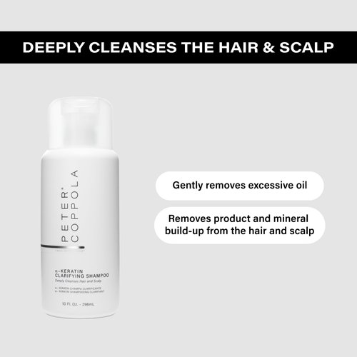 PETER COPPOLA a-Keratin Clarifying Shampoo - Gentle And Deep Cleansing Sulfate Free Shampoo Removes Build Up, Oils, And Excess Product From Hair And Scalp - Reduces Oily Hair (10 Fl Oz)