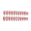 RUOKEXIN Coffin Press on Nails Long Fake Nails Pink Ombre False Nails with 3D Gold Charms Designs Press on Nails with Charms Glitter Acrylic Artificial Nails Summer Natural Stick on Nails for Women