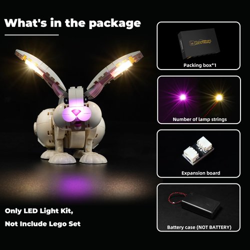Rorliny LED Light Kit for Lego-31133 White Rabbit, Lighting Set Compatible with Lego-31133 White Rabbit Building Blocks Model (Lights Only, No Lego Set)