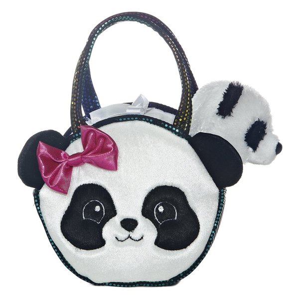 Aurora® Fashionable Fancy Pals™ Pretty Panda Stuffed Animal - On-The-go Companions - Stylish Accessories - Multicolor 7 Inches