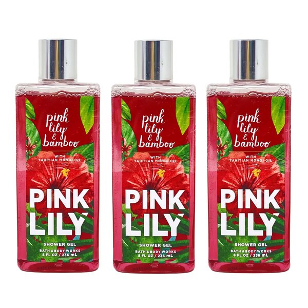 Generic Bath and Body Work PINK LILY & BAMBOO 3 Piece Shower Gel Bundle - 8 fl oz / 236 mL each
