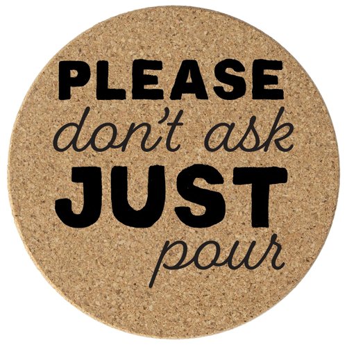 Thirstystone Just Pour 8-Pack Thick Natural Cork Coasters Manufactured in The USA Eco-Friendly Absorbent Durable