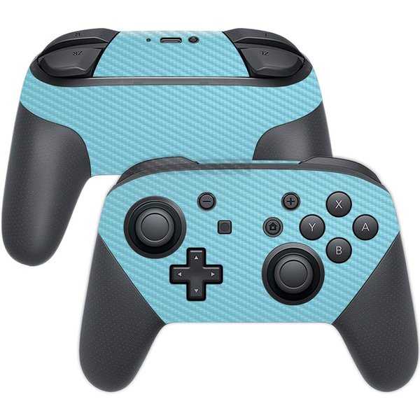 MightySkins Carbon Fiber Skin for Nintendo Switch Pro Controller - Solid Baby Blue | Protective, Durable Textured Carbon Fiber Finish | Easy to Apply, Remove, and Change Styles | Made in The USA