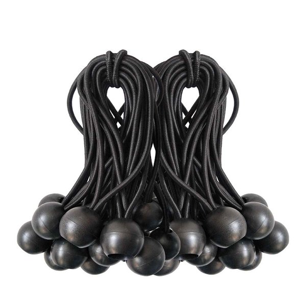 Ball Bungee Cords, 50 Packs, 4 Inch Black Tie Down Cords for Tarp, Canopy Shelter, Wall Pipe, UV Resistant
