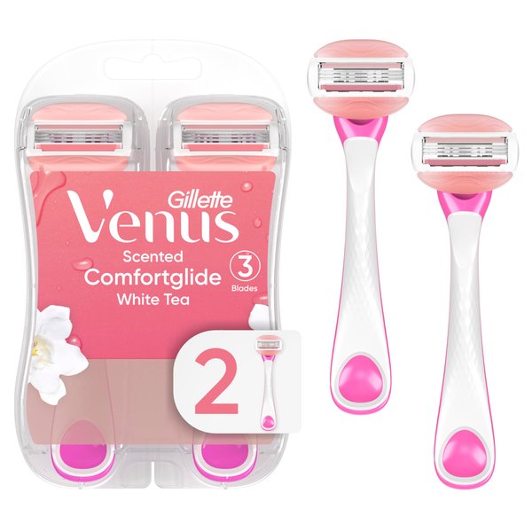 Gillette Venus ComfortGlide White Tea Women's Disposable Razor, 2 Count