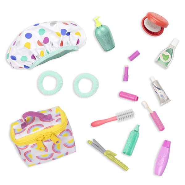 Glitter Girls – Travel Bag & Styling Set – Handbag, 2 Hair Elastics, and Fun Toiletries – 14-inch Doll Accessories for Kids Ages 3 and Up – Children’s Toys