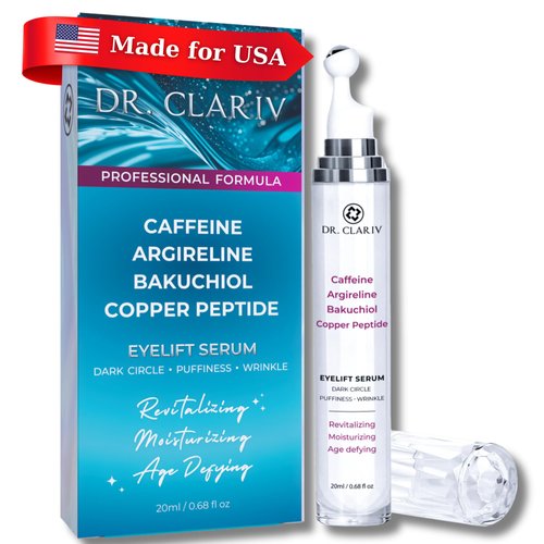 Caffeine Eye Serum for Puffy Eyes, Dark Circles & Wrinkles – Bakuchiol, Argireline & Copper Peptides (GHK-Cu) – Hydrating & Firming Eye Cream for Men & Women – 20ml