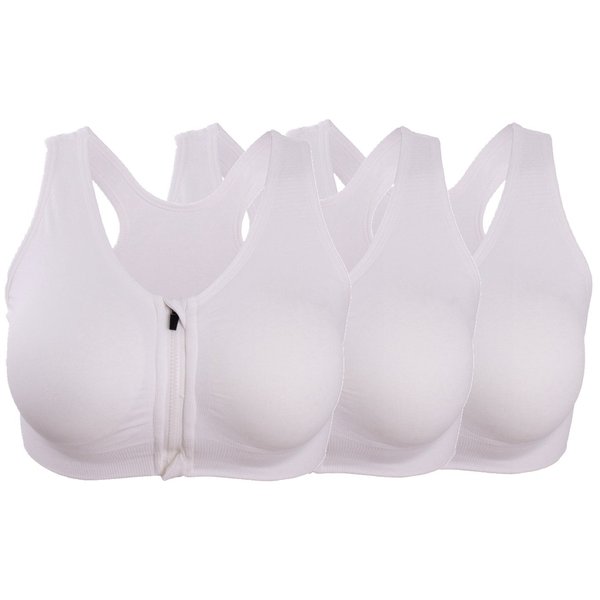 ohlyah Women's Zipper Front Closure Sports Bra Racerback Yoga Bras 3 Pack S