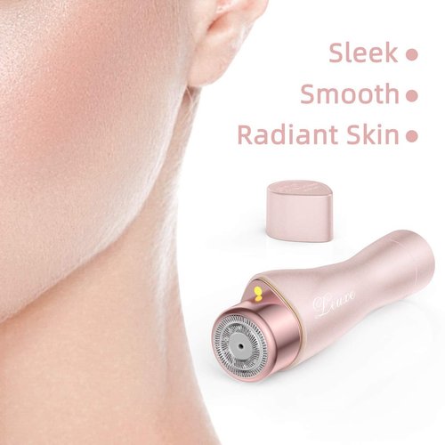 Facial Hair Remover for Women, Leuxe Painless Hair Removal Waterproof Shaver Razor with LED Light for Peach Fuzz Fine Hair Chin Cheek Upper Lip (Rose)