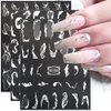 6 Sheets Metallic Silver Lines Nail Stickers,3D Wave Lines Nail Art Stickers Irregular French Line Marble Nail Decals Metal Strip Silver Nail Sticker Adhesive Stickers for Nails DIY Nail Supplies