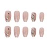 24Pcs Medium, 3D Rhinestones Coffin Fake Nails with Designs, Glossy Ballerina Acrylic Nails Press on, Sparkly Glitter Artificial Glue on False Nails with Glue for Women Girls