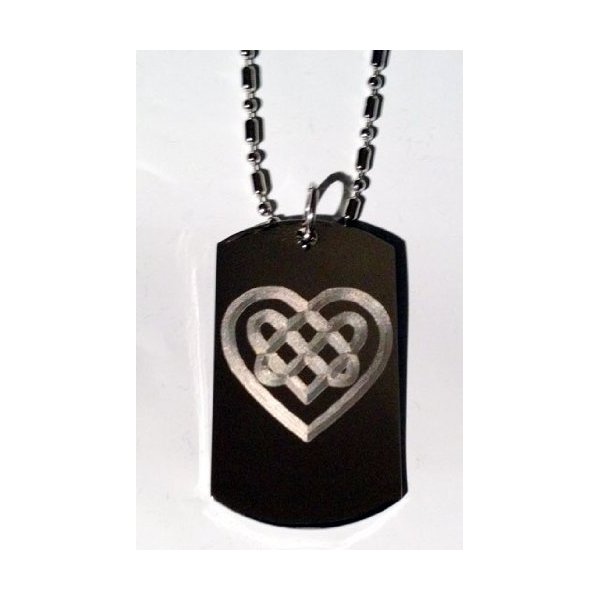 Celtic Irish Knot Heart Tattoo Logo Symbols - Military Dog Tag Luggage Tag Key Chain Keychain Metal Chain Necklace
