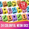 Playbees Neon Big Foam Dice Set - 24-Pack, Jumbo, and Colorful Dice for Kids - Ideal for Boosting Math Skills, Great Gifts, and Party Fun
