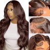 13x6 Chocolate Brown Body Wave Lace Front Wigs Lace Front Wig Human Hair with Baby Hair 150 Density Brazilain Virgin Glueless Wigs Human Hair Brown Colored Human Hair Wigs For Women pre plucked 20Inch