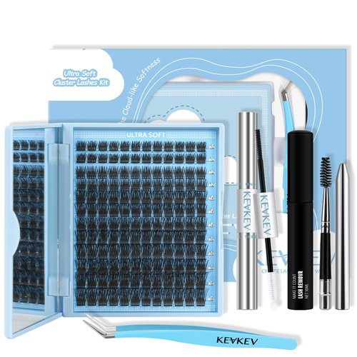DIY Lash Extension Kit Lash Clusters 144Pcs 10-18mix Length Ultra Soft Lash Clusters Kit Lash Bond and Seal Lash Glue Lash Remover for DIY Eyelash Extensions(Taffee,D-10-18mix)