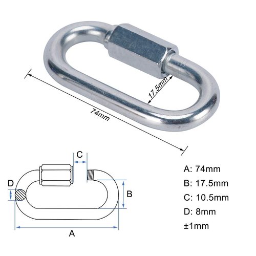 OWAYOTO Quick Link Locking Carabiner Chain Quick Links Connector Chain Repair Links M8 5/16 inch 4pcs