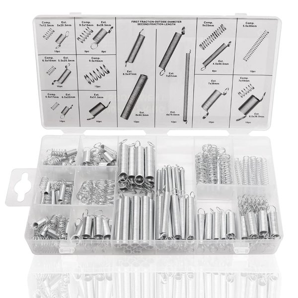 Dianrui 200PCS Spring Assortment Kit 20 Different Sizes Mini Zinc Plated Steel Compression and Extension Springs for DIY Repair Project K-P-038