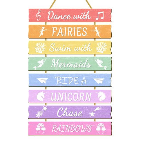 Rutiyoka Rainbow Room Decor for Girls Bedroom Girls Room Wall Decor Unicorn Inspirational Wall Art for Kids Room Decor Wood Wall Decorations Little Girl Nursery Room Decor Toddler Room Sign (Rainbow)