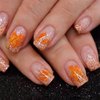 24Pcs Fall Press on Nails Short Square Fake Nails with Gold Glitter French Tip Design Full Cover Artificial Thanksgiving Nails Maple Leaf False Nails Autumn Stick on Nails for Women Acrylic Manicure