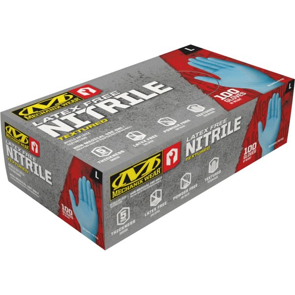Mechanix Wear: 5 Mil Nitrile Disposable Gloves with High Dexterity, Latex Free, Powder Free, Nitrile Rubber Gloves, Textured Grip, 100 pack, Cleaning and Mechanic Work Gloves (Blue 5 mil, Medium)