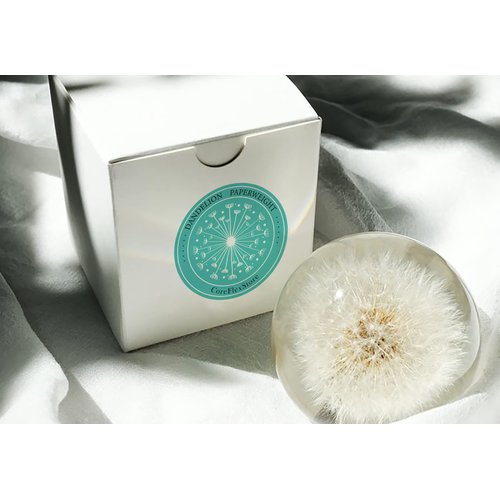 COREFLEX Real Dandelion Paperweight, Dandelion in Resin Ball in Gift Box, 2.75inch(70mm) Home Office Desktop Decor Decoration, Birthday, Wedding Gift and Valentine's Day