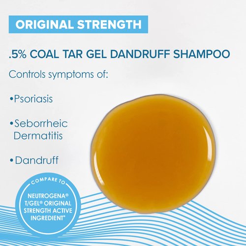 True+Real Therapeutic Plus Tar Gel Anti-Dandruff Shampoo 0.5% Coal Tar, 16 Fl Oz, Original Strength