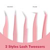 5 Pieces Eyelash Tweezers Sets, High Precision Stainless Steel Eyelash Extension Tweezers with Box, Straight and Curved Tip Tweezers, Eyelash Extension Volume Tweezers for Lash Extensions