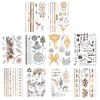 Kare & Kind Temporary Metallic Henna Tattoos for Women Teens Girls - 10 Sheets - Glitter Shimmer Designs Jewelry Fake Tattoo Stickers - 150+ pcs Waterproof Color Flash - Bracelets, Necklace, Anklets