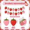 Lewtemi 4 Pcs Berry First Birthday Decor Strawberry Baby Shower Decorations Strawberry Hanging Banner Berry Garland for Strawberry Themed Party Favors Supplies(Red, Pink)