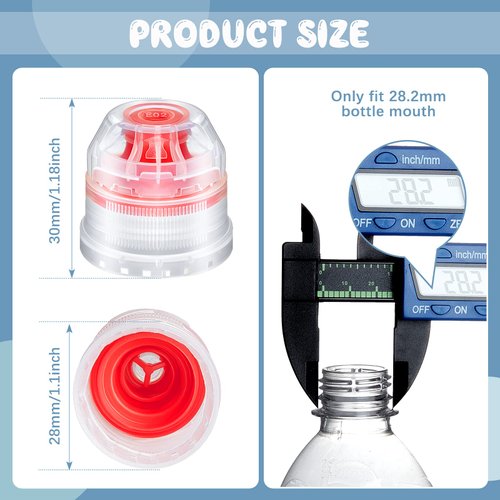 Leinuosen 30 Pcs 28 mm Push Pull Replacement Caps Reusable Colorful Plastic Soda Twisted Water Bottle Lid Top Suitable for 28 mm Sport Bottle Cap (Red, Yellow, Blue)