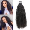 Curly Tape in Hair Extensions Kinky Curly Real Human Hair Tape in Extensions Natural Black Brazilian Remy Human Hair for Black Women 14inch 20pcs 50g Skin Weft Tape in Real Human Hair Extensions