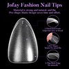 Short Almond Nail Tips 504Pcs, Jofay Fashion Pre-shaped & Etched Acrylic Fake Nails, 19 Sizes Matte Full Cover Clear Nails Gel Nail Tips False Nails, Press on Nails for Nail Extensions DIY Salon