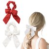 Melbelia Christmas Bow Hair Scrunchies for Women Girls Knotted Bow Hair Ties Ropes Elastic Bands Hair Bows for Women Ponytail Holder Hair Accessories for Women Girl (Red & White,2Pcs)