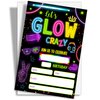 YQV Neon Glow Invitation Birthday Party Invitations, 20-Count Let's Glow Crazy Theme Birthday Party Invites With Envelopes-HBYQK-B02