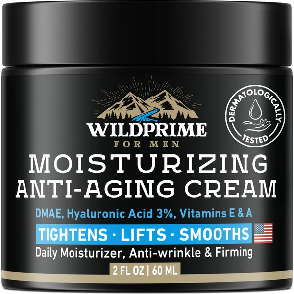 Men's Face Moisturizer Cream - Anti Aging & Wrinkle - Made in USA - Collagen, Hyaluronic Acid, Vitamins E & A, Avocado Oil - After Shave Lotion - Age Facial Skin Care, Day & Night Moisturizing, 2 oz