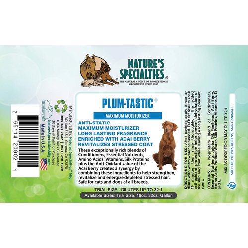 Nature's Specialties Plum-Tastic Ultra Concentrated Dog Conditioner for Pets, Makes up to 4 Gallons, Natural Choice for Professional Groomers, Maximum Moisture, Made in USA, 16 oz