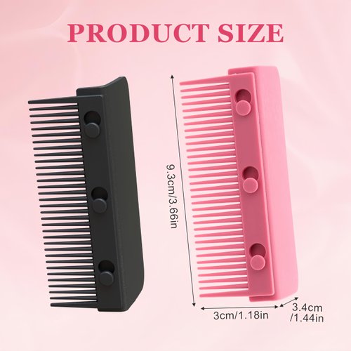 2 Pcs 2024 New Flat Iron Comb, Flat Iron Comb Attachment Clip On, Upgrade Barber Hair Straightening Comb, Professional or Home Use Compact Hair Styling Tool (Red+Black)