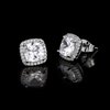 CZ Stud Earrings, Halo Stud Earrings for Women YOMELA White Gold 10MM Square Cubic Zirconia Stud Earrings Hypoallergenic for Women