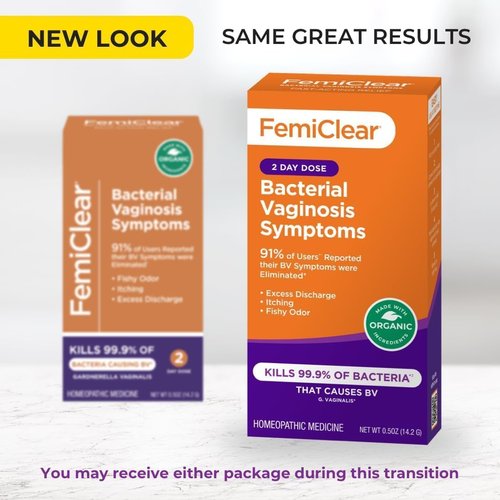 FemiClear (BV) Symptoms - Vaginal Ointment for Fishy Odor, Excess Discharge, Itching & Discomfort Due to Bacterial Vaginosis, All-Natural and Organic Ingredients, 2-Day Dose