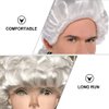 Abaodam wig lawyer costume wig for powdered wigs vendetta white colonial Lawyer Judge Wig Long Curly Wig Cosplay Fashion barrister wig Hairpiece english lawyers wigs (White) Halloween Party Wigs