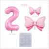 40 Inch Pink Number 2 Balloons With Mini Bow Balloons, 2nd Birthday Party Decorations for Girls, Pink Theme Party Supplies, Butterfly Party Decorations. (Pink 2)